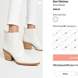 Sam Edelman Winona Bootie, Ivory Croc 6
